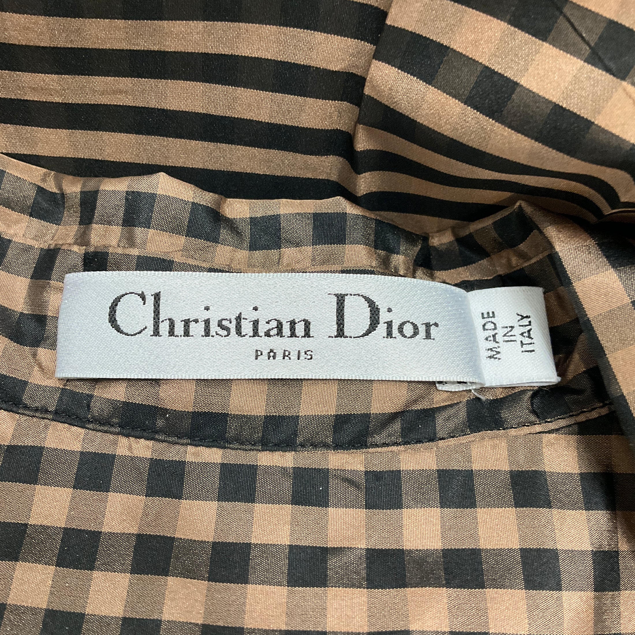 Christian Dior Brown / Black Gingham Check Sleeveless Top