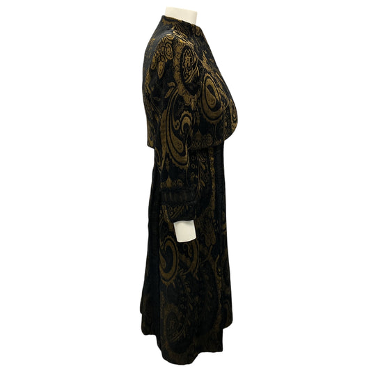 Badgley Mischka Black / Gold Metallic Brocade Jacket and Dress Two-Piece Set