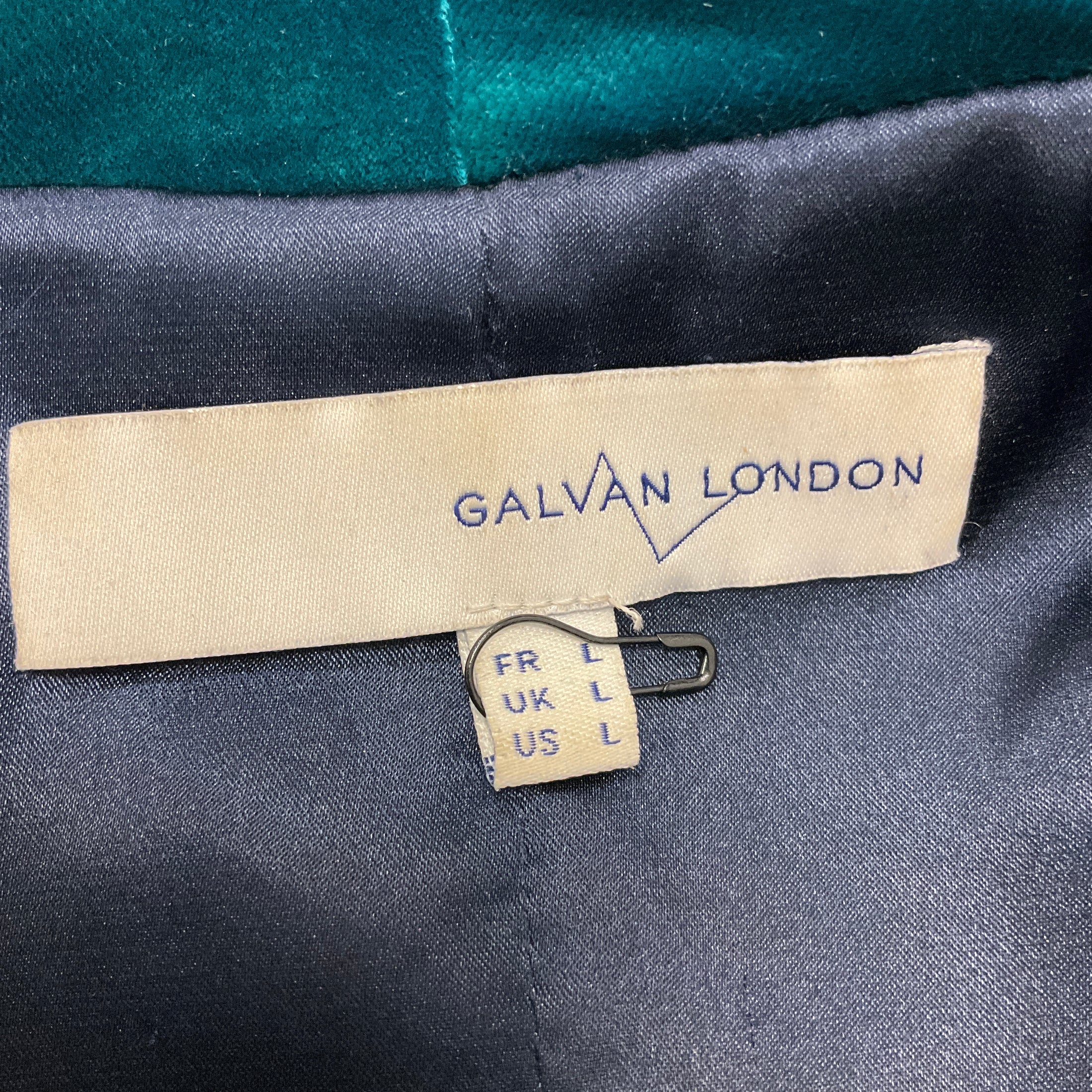 Galvan London Teal Velvet Open Jacket