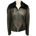 Load image into Gallery viewer, Akris Brown Zip Front Lambskin Leather Jacket with Lamb Fur Collar
