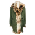 Load image into Gallery viewer, Bazar Deluxe Green Cotton Parka Coat with Faux Fur Trim
