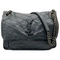 Load image into Gallery viewer, Saint Laurent Grey Crinkled Leather Niki Shoulder Bag

