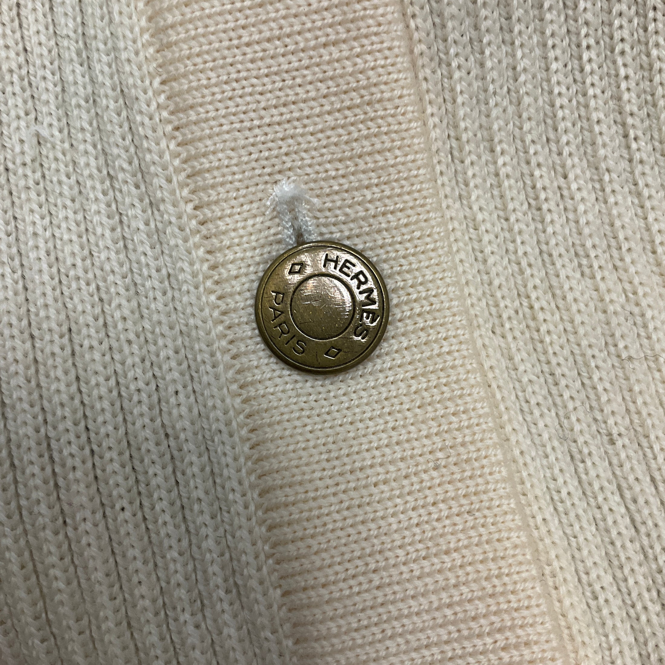 Hermes Ivory Multi Scarf Print Wool Knit Cardigan Sweater
