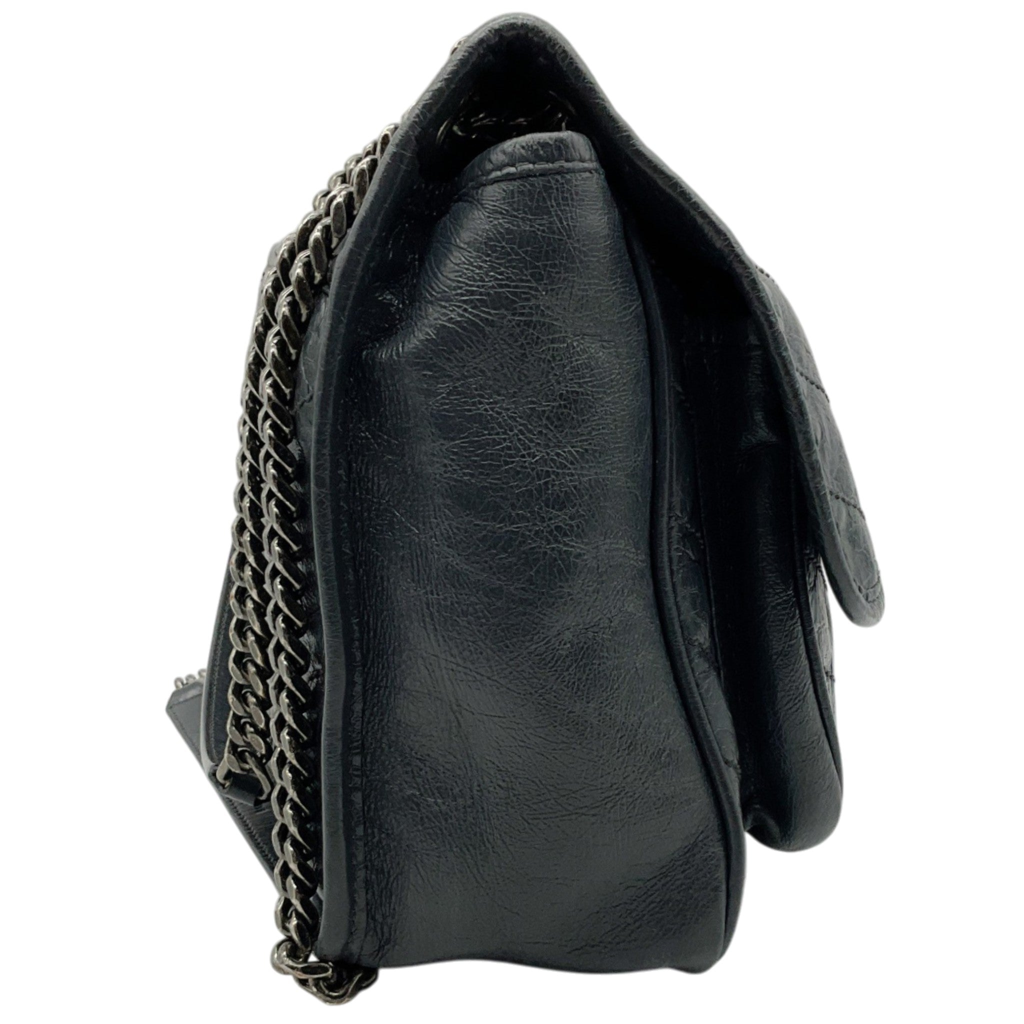 Saint Laurent Grey Crinkled Leather Niki Shoulder Bag