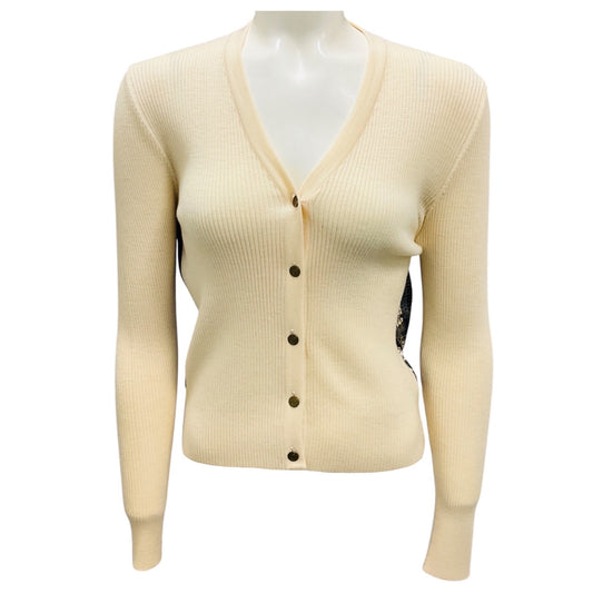 Hermes Ivory Multi Scarf Print Wool Knit Cardigan Sweater