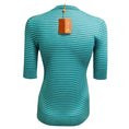 Load image into Gallery viewer, Loro Piana Teal / White Striped Short Sleeved Cashmere and Silk Knit Fontvieille Girocollo Sweater
