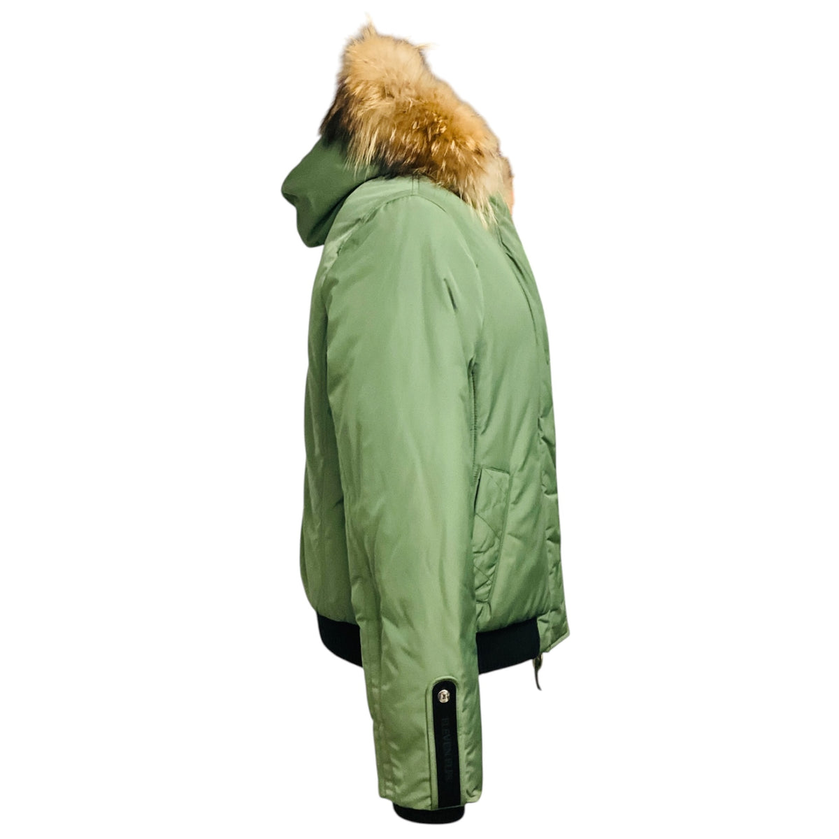 Eleven Elfs Green Hooded Puffer Jacket with Fur Trim