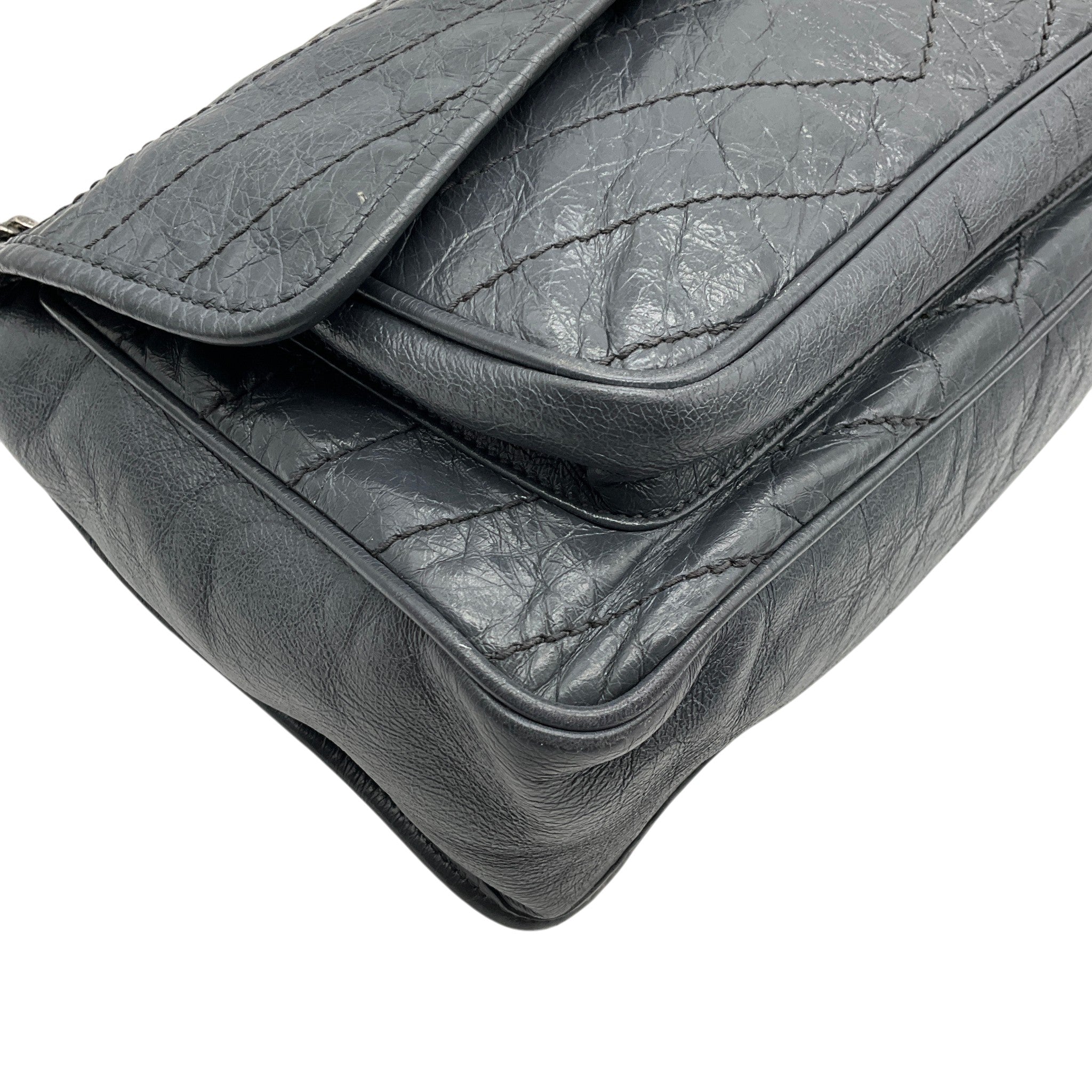 Saint Laurent Grey Crinkled Leather Niki Shoulder Bag