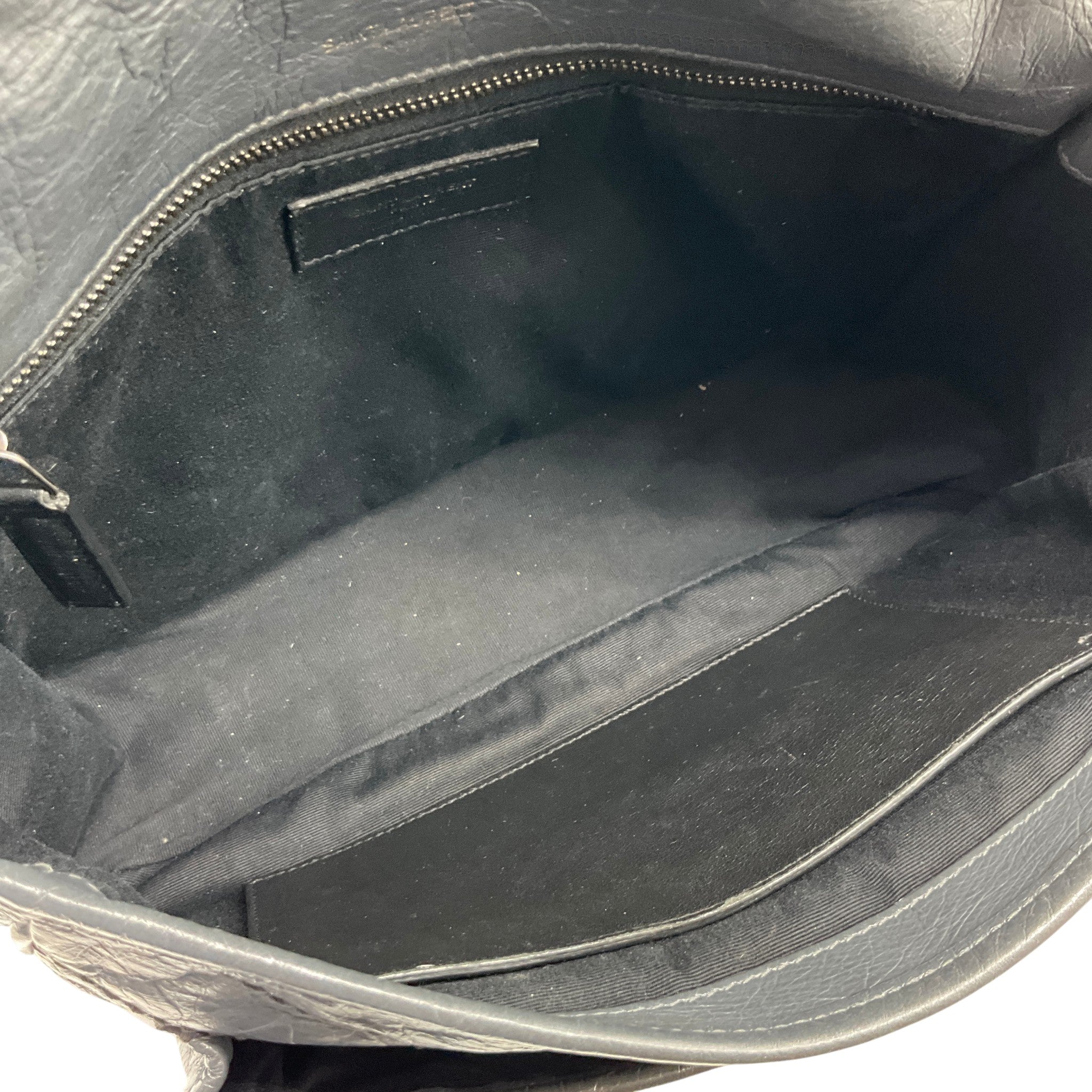Saint Laurent Grey Crinkled Leather Niki Shoulder Bag