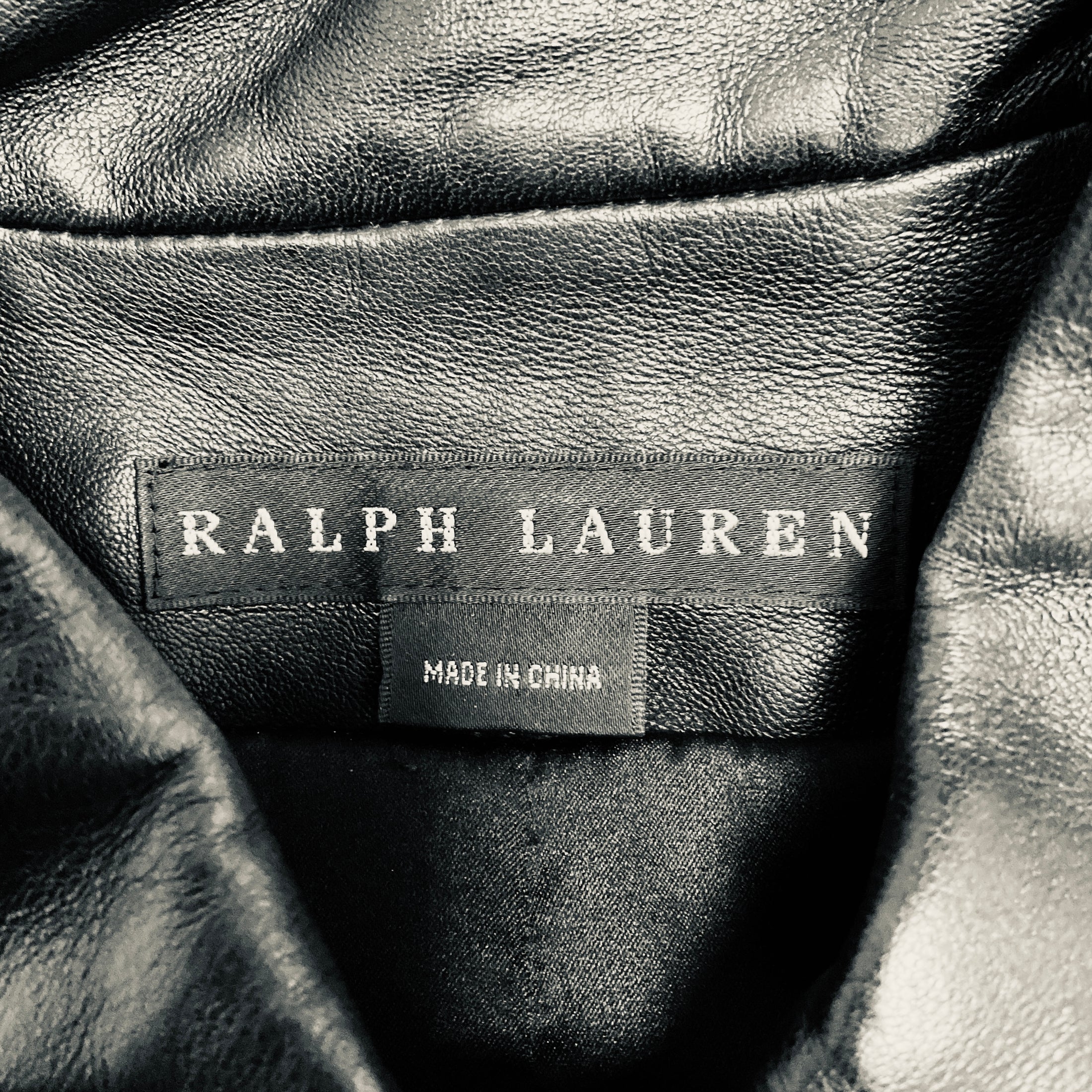 Ralph Lauren Black Label Black Cropped Button Front Lambskin Leather Top