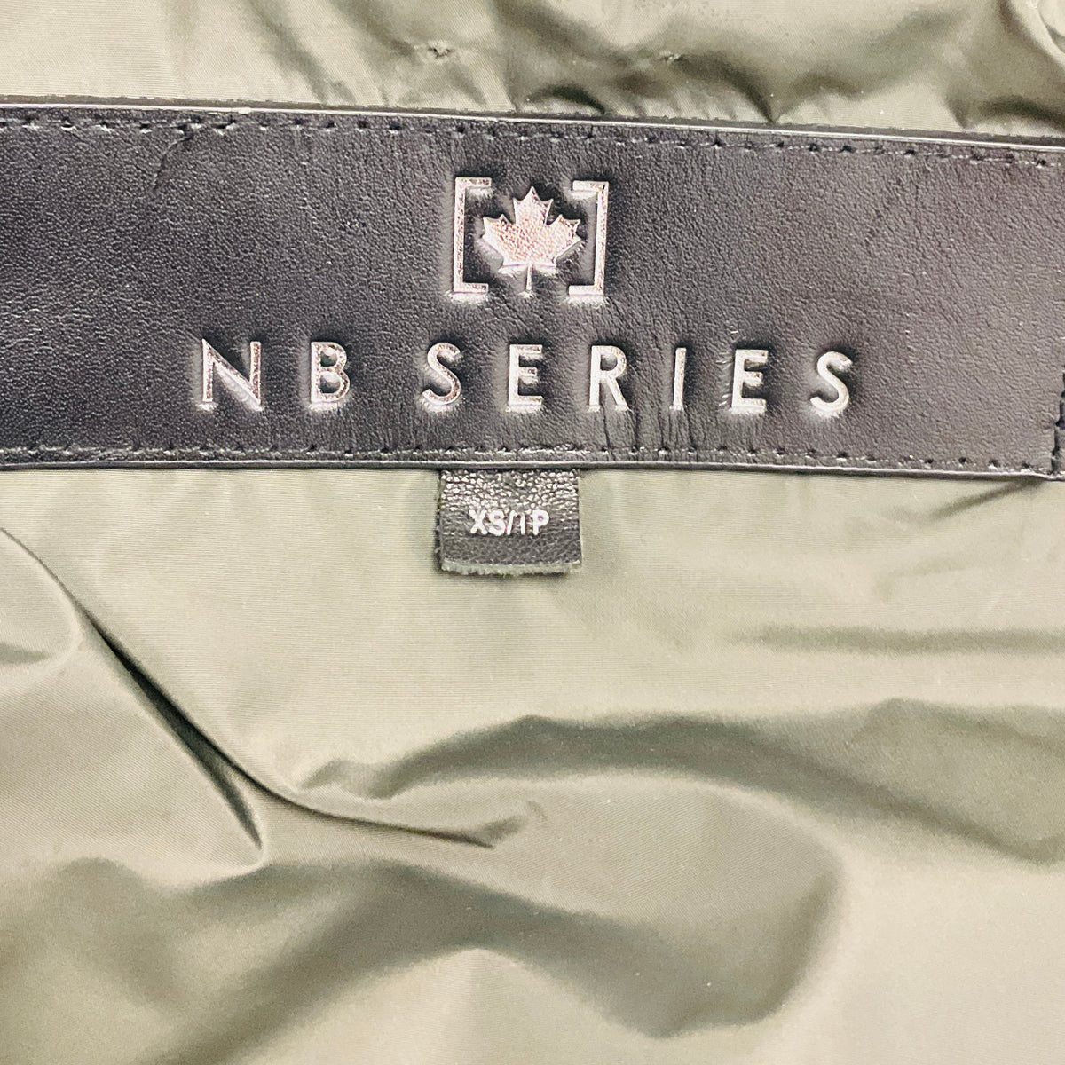 NB Series by Nicole Benisti Olive Green Hooded Puffer Coat with Fur Trim and Lamb Leather Trim