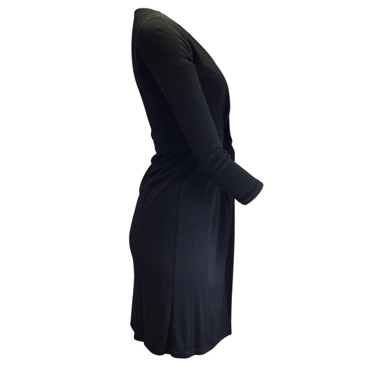 Gucci Black Long Sleeved V-Neck Jersey Wrap Dress