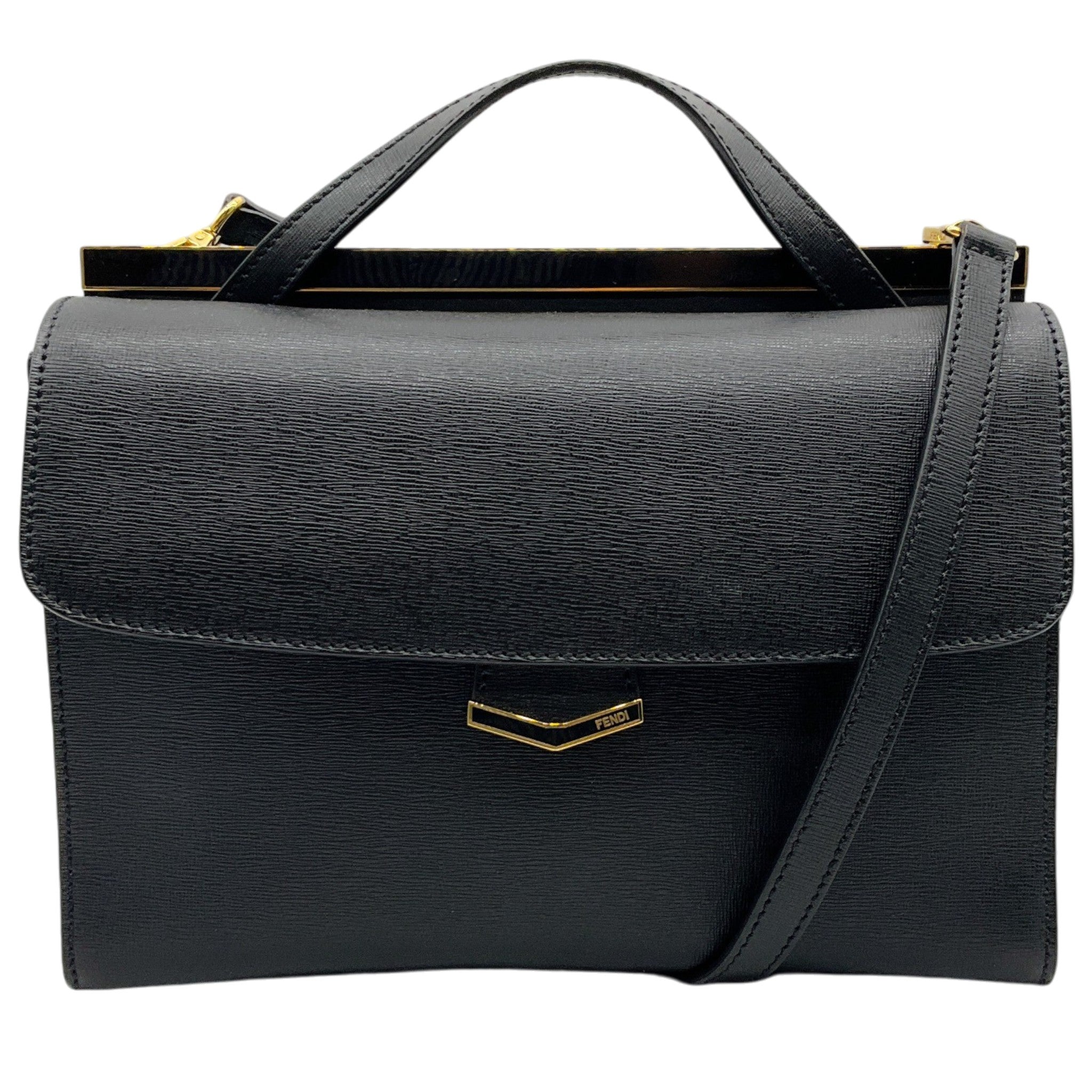 Fendi Black Saffiano Leather Demi Jour Shoulder Bag
