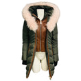 Load image into Gallery viewer, NB Series by Nicole Benisti Olive Green Hooded Puffer Coat with Fur Trim and Lamb Leather Trim
