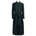 Load image into Gallery viewer, Co Black Long Sleeved Drawstring Hem Button Front Long Shirtdress with Belt
