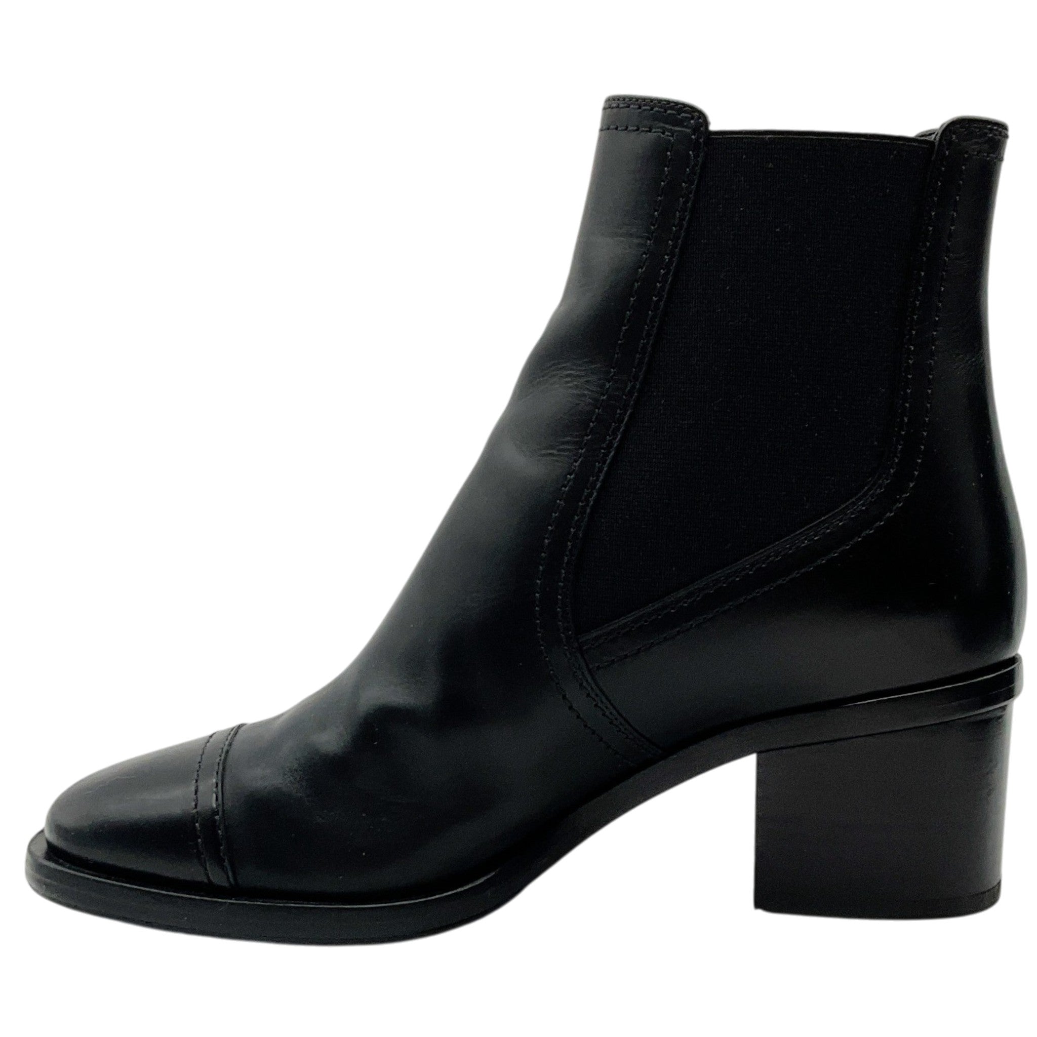 Chanel Black Leather CC Chelsea Boots