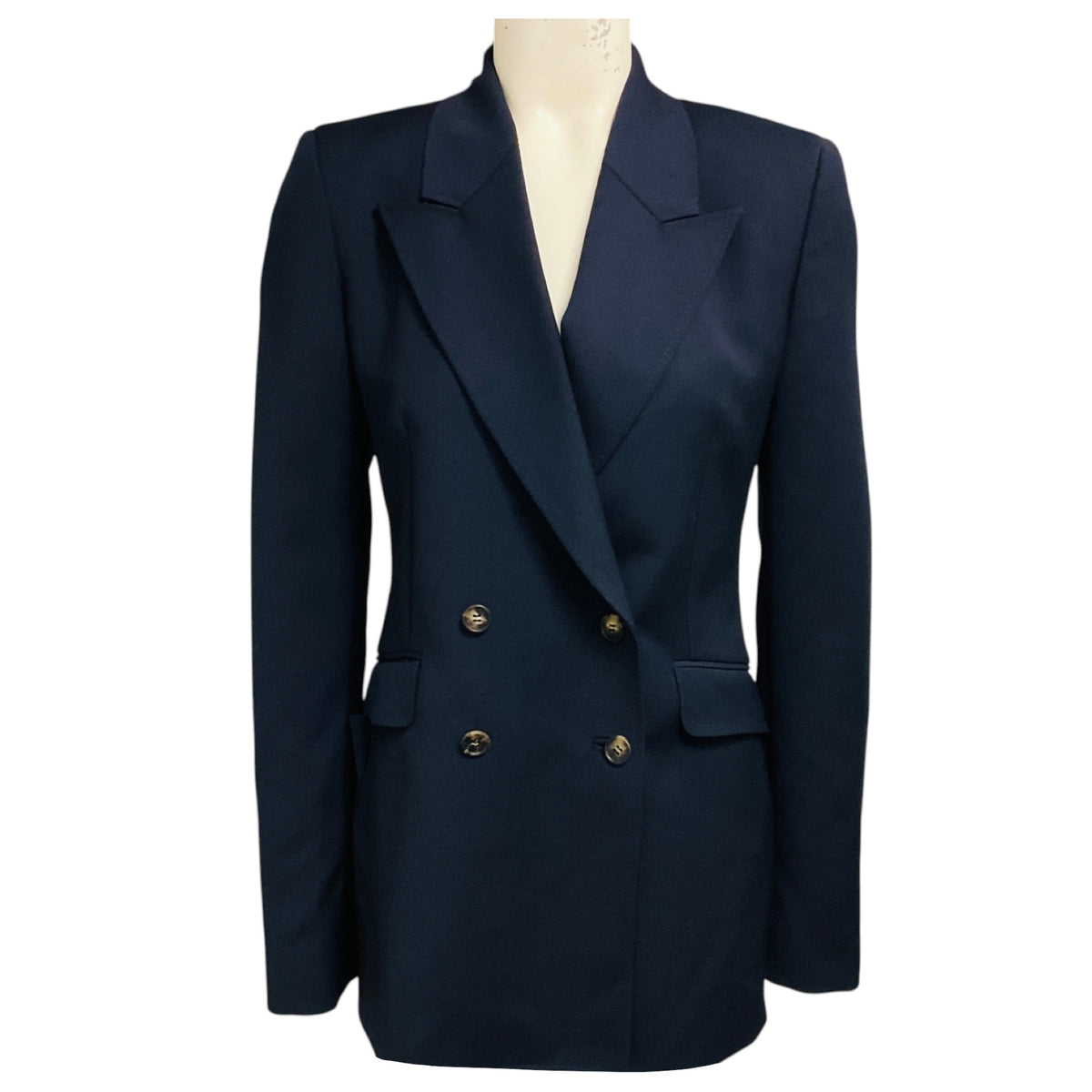 Gabriela Hearst Navy Blue Stephanie Double Breasted Wool Blazer