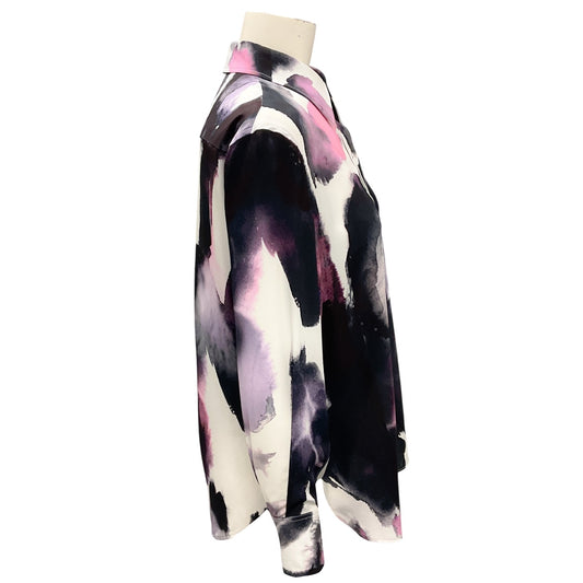 Alexander McQueen White / Purple Multi Printed Silk Blouse