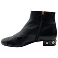 Load image into Gallery viewer, Chanel Black Leather Ankle Boots with Pearl Embellished Heel
