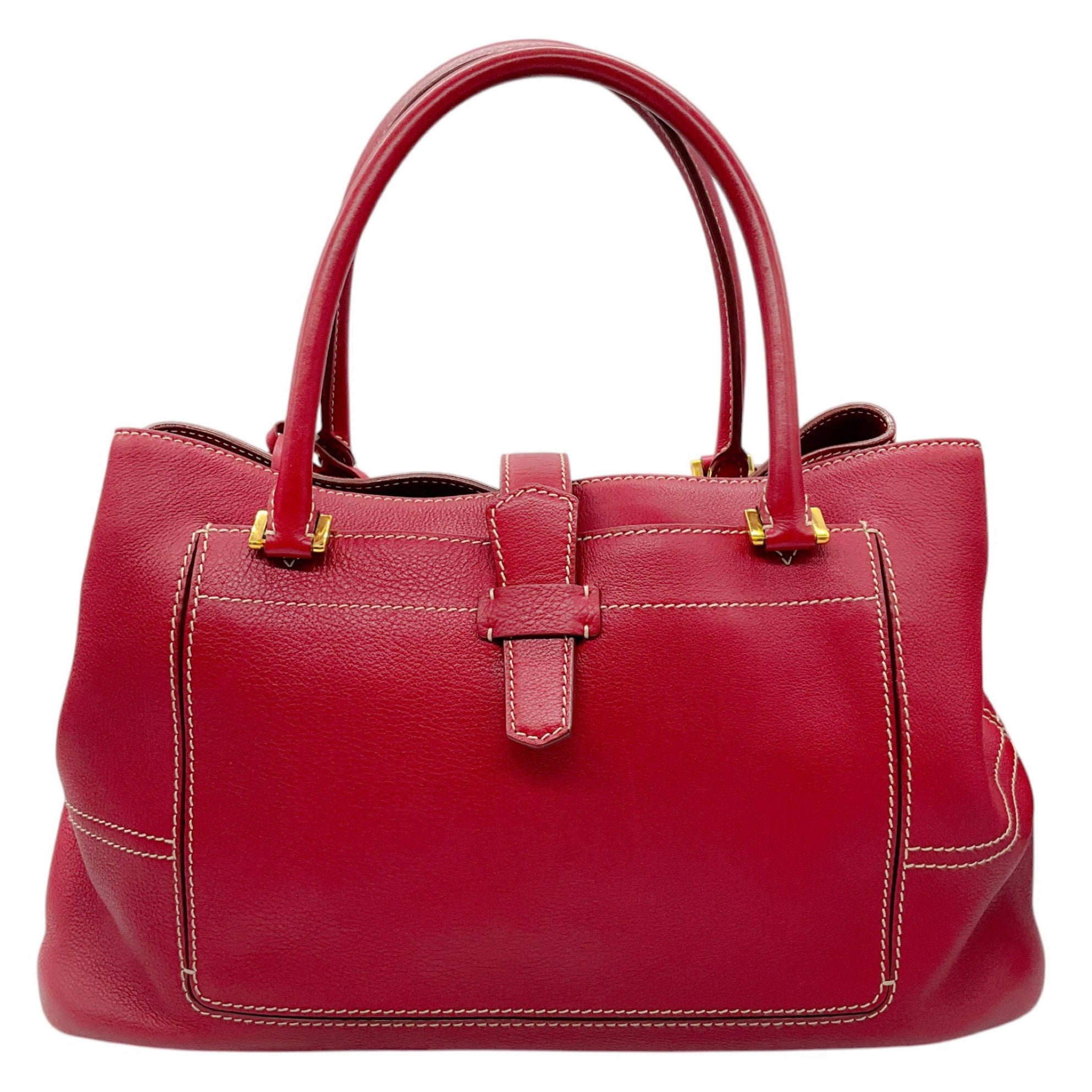 Loro Piana Red Leather Bellevue Handbag