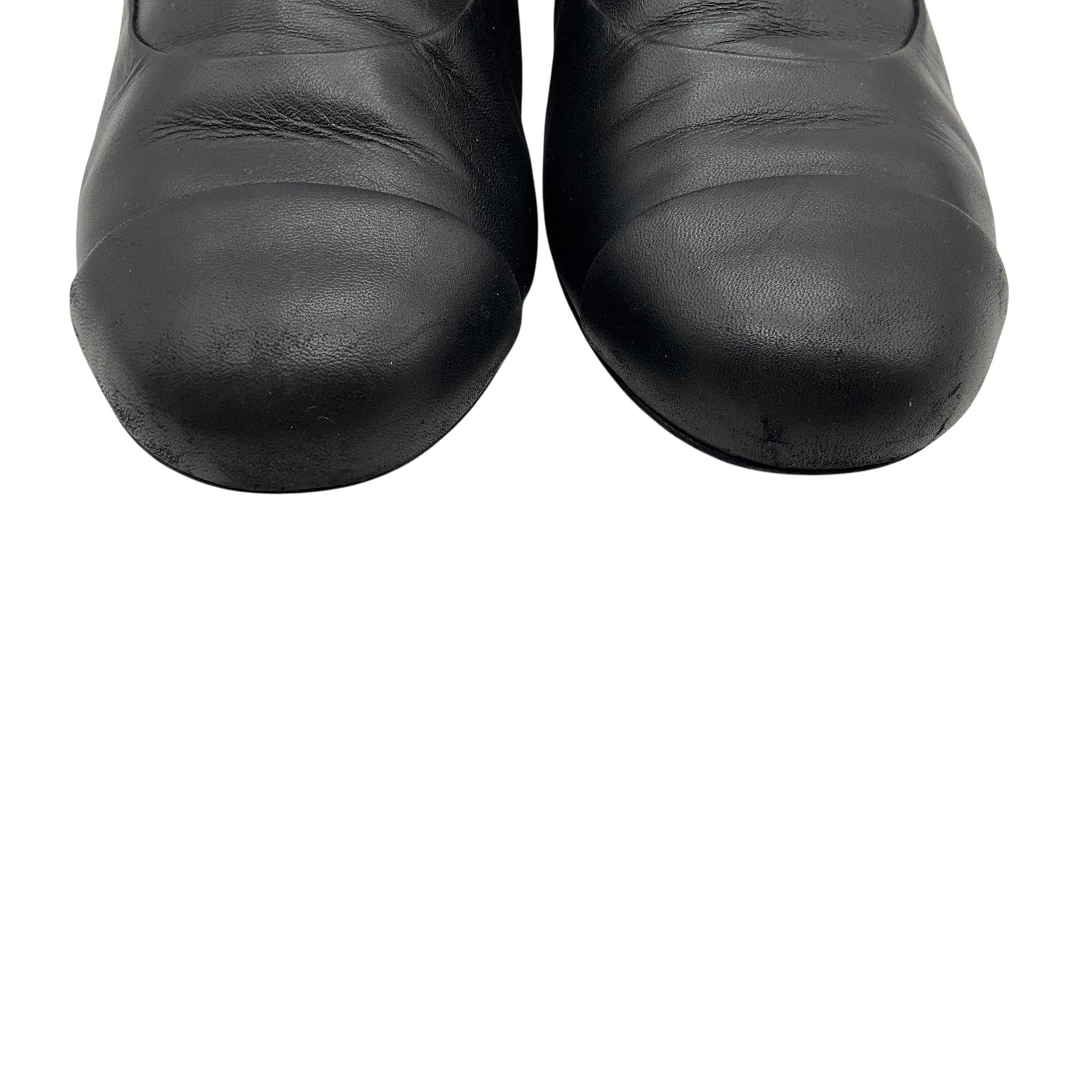 Chanel Black Leather Ankle Boots with Pearl Embellished Heel