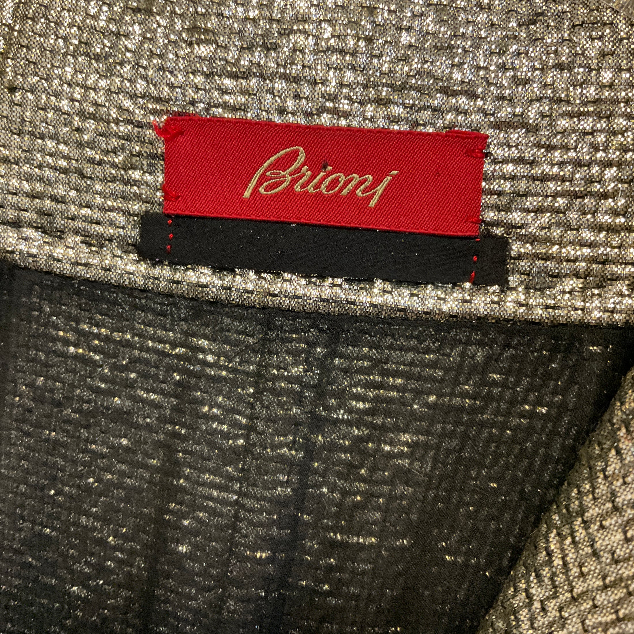 Brioni Black / Gold Metallic Boucle Wool Jacket with Belt
