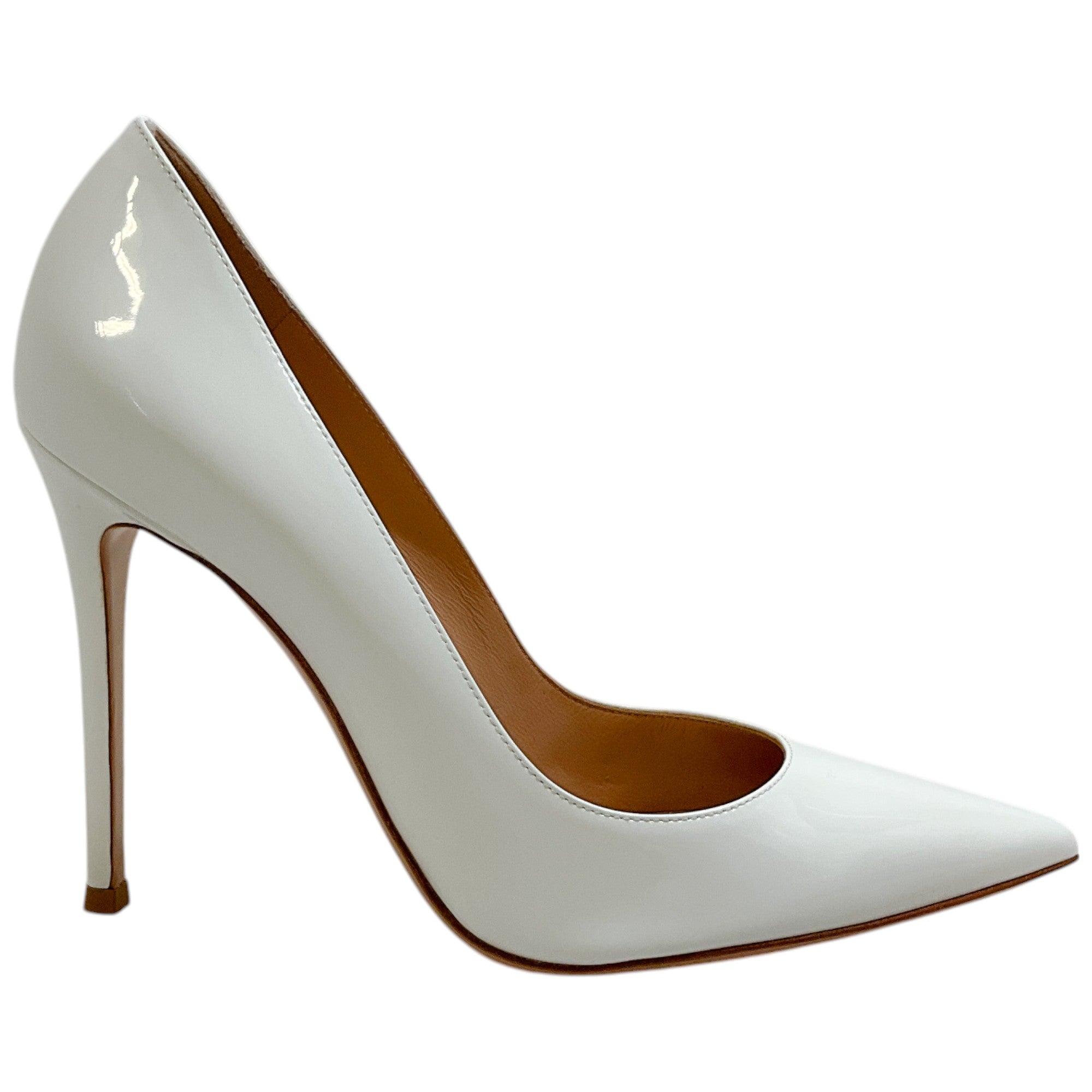 Gianvito Rossi White Patent Leather Gianvito 105 Pumps