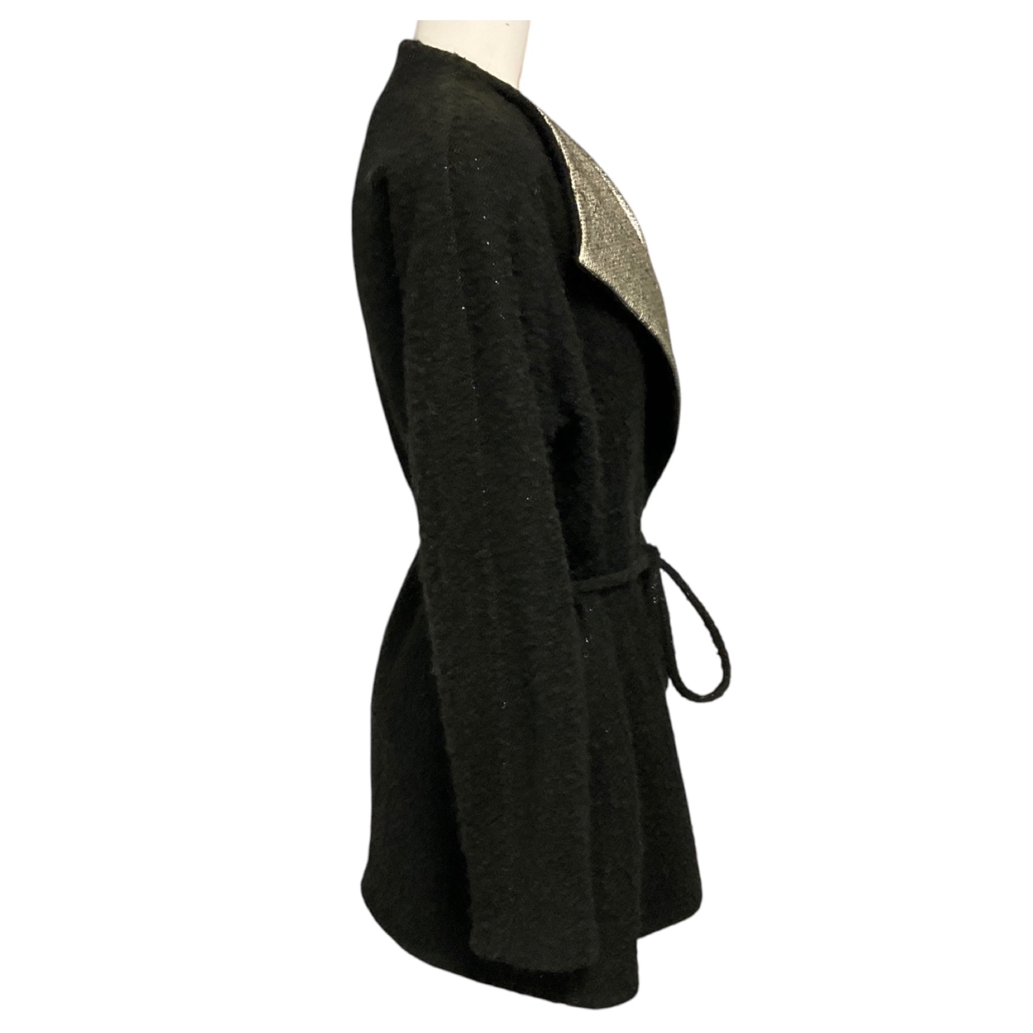 Brioni Black / Gold Metallic Boucle Wool Jacket with Belt