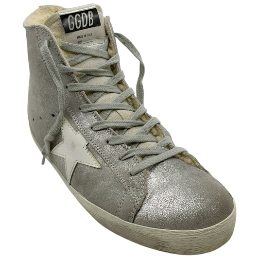 Golden Goose Deluxe Brand Grey Shimmer Suede Francy High Top Sneakers
