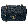 Load image into Gallery viewer, Chanel Black Camellia Flower Applique Leather and Crystal Handbag
