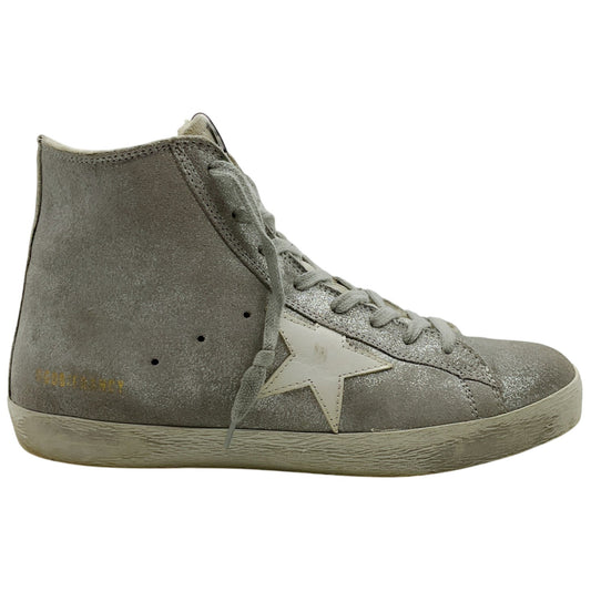 Golden Goose Deluxe Brand Grey Shimmer Suede Francy High Top Sneakers