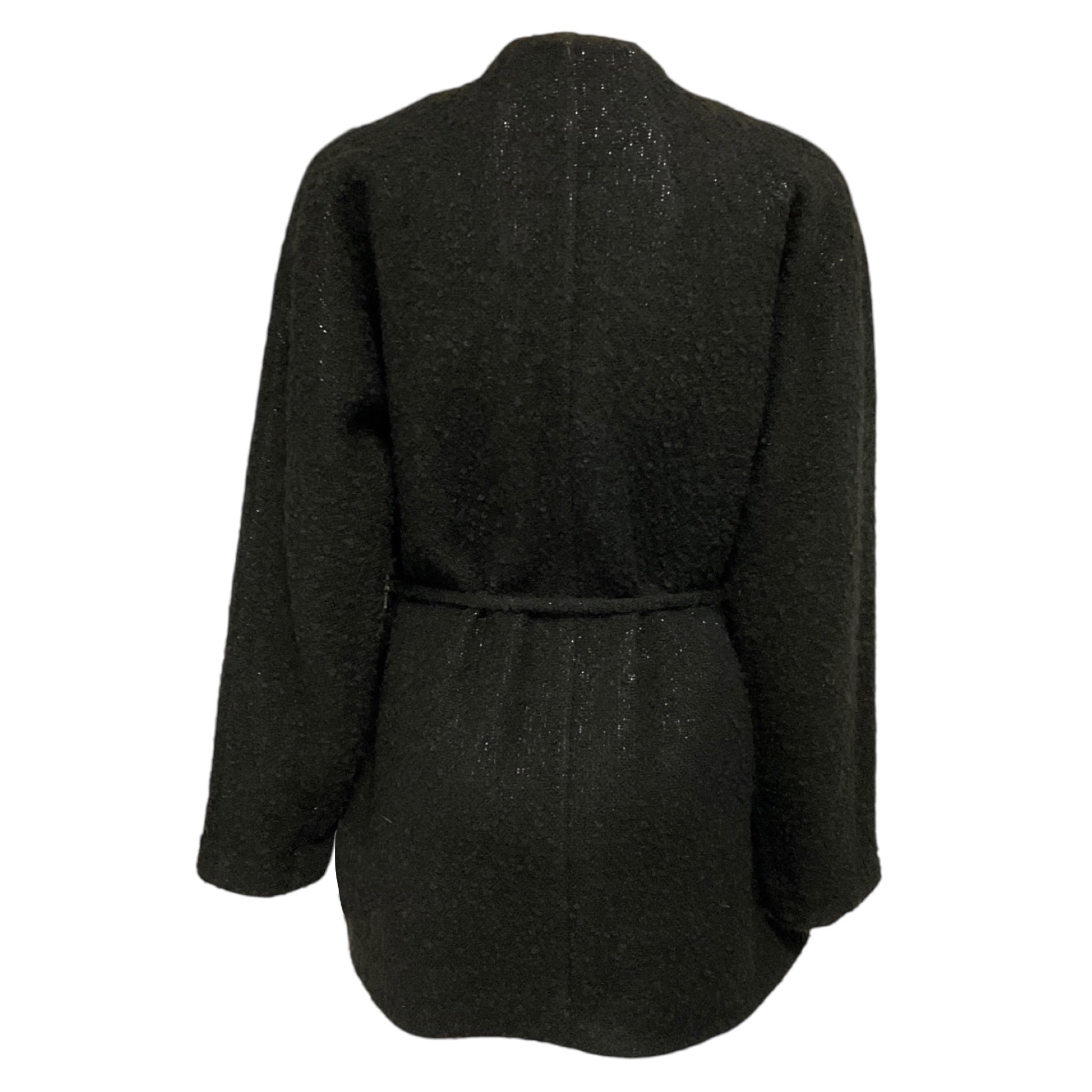 Brioni Black / Gold Metallic Boucle Wool Jacket with Belt