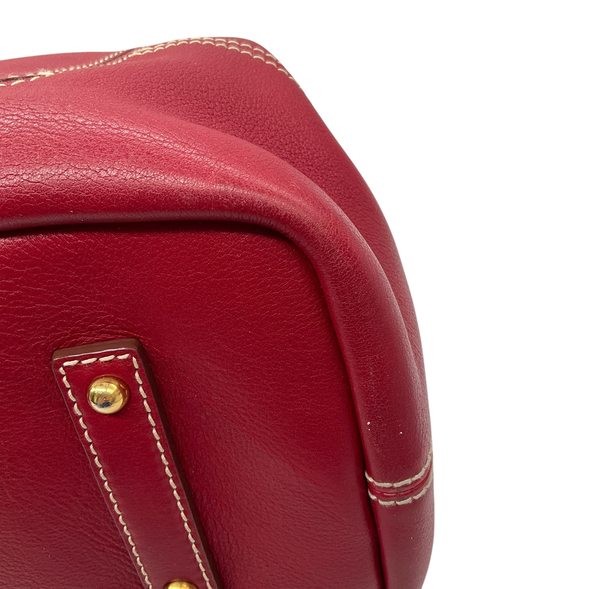 Loro Piana Red Leather Bellevue Handbag