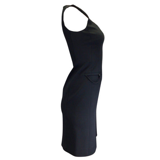 Prada Black Sleeveless Fitted Nylon Stretch Dress