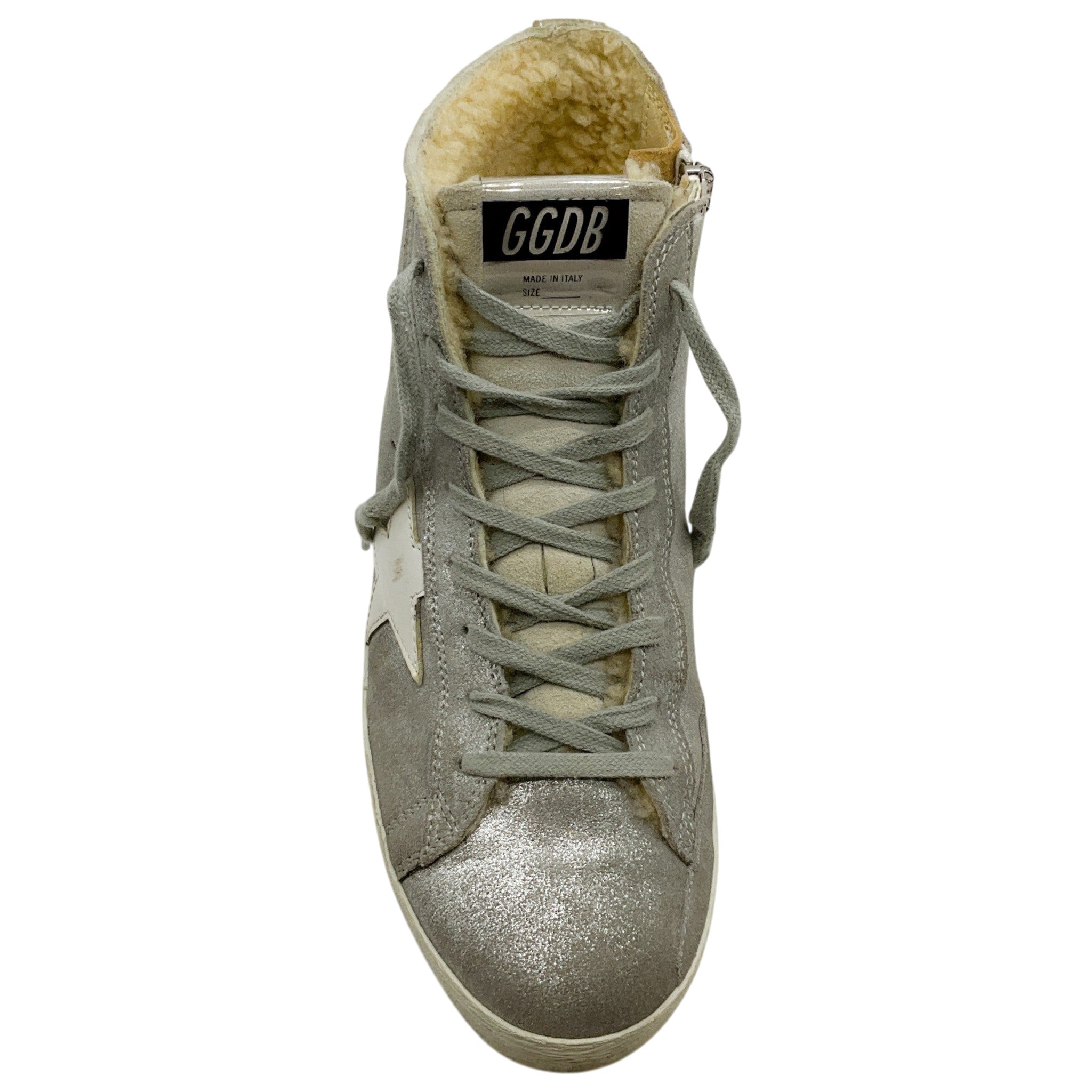 Golden Goose Deluxe Brand Grey Shimmer Suede Francy High Top Sneakers