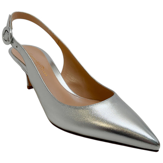 Gianvito Rossi Silver Leather Anna Slingback Pumps
