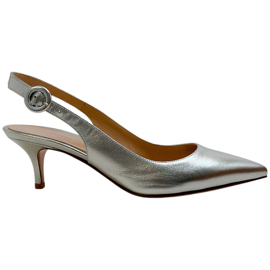 Gianvito Rossi Silver Leather Anna Slingback Pumps