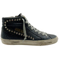 Load image into Gallery viewer, Golden Goose Deluxe Brand Black Leather Slide High Top Sneakers with Silver Studs
