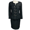 Load image into Gallery viewer, Chanel Black Boucle Tweed Jacket and Skirt Suit Set with CC Logo Buttons
