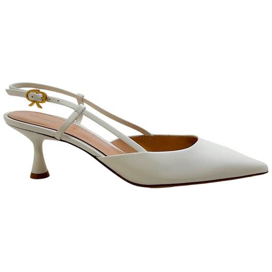 Gianvito Rossi White Leather Ascent 55 Slingback Pumps