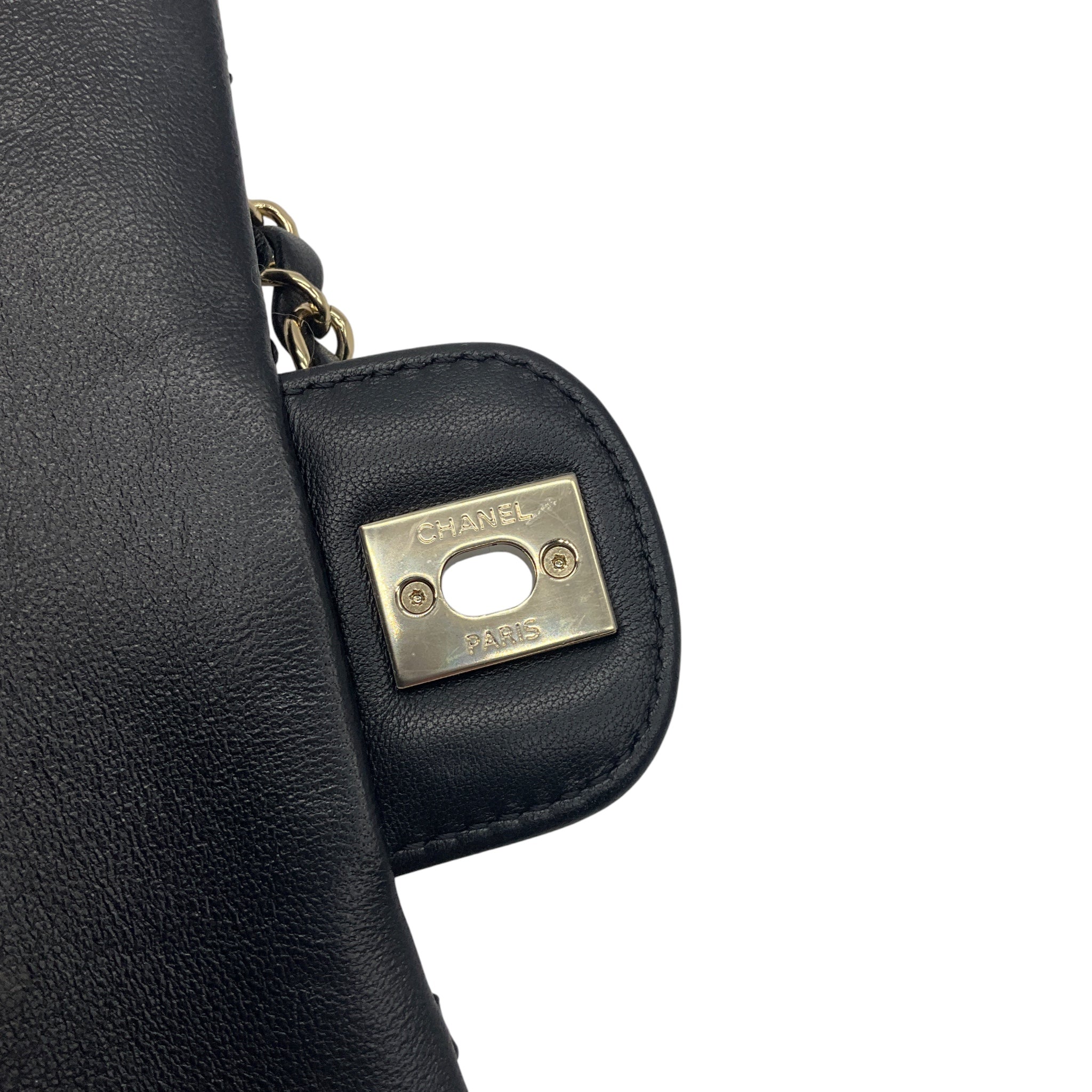 Chanel Black Camellia Flower Applique Leather and Crystal Handbag