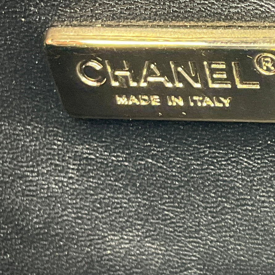 Chanel Black Camellia Flower Applique Leather and Crystal Handbag