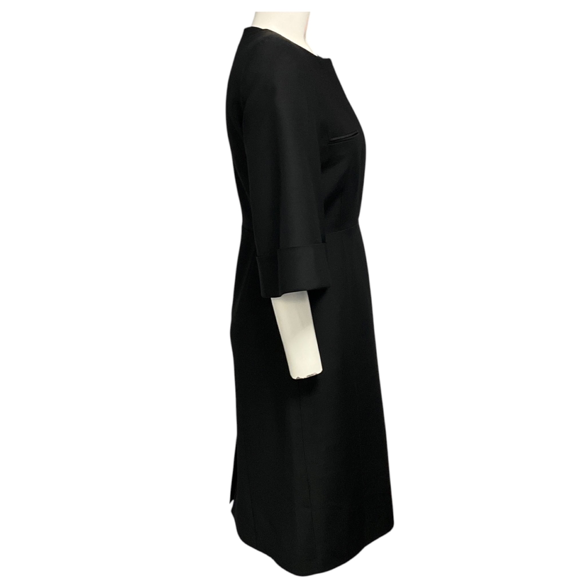 Gucci Black Structured Wool and Silk Crepe Midi Dress