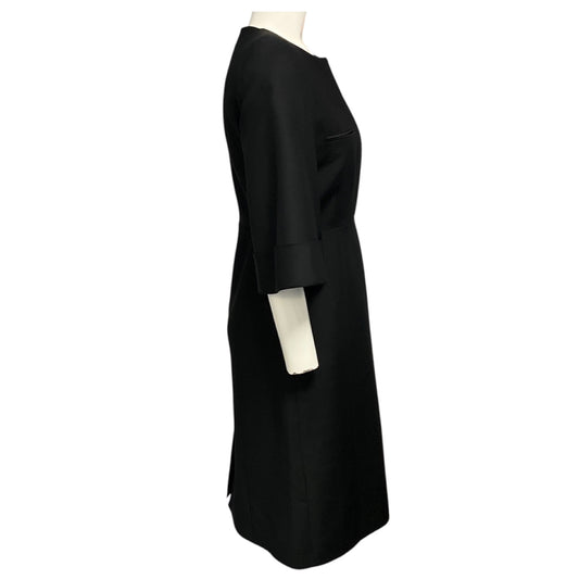 Gucci Black Structured Wool and Silk Crepe Midi Dress