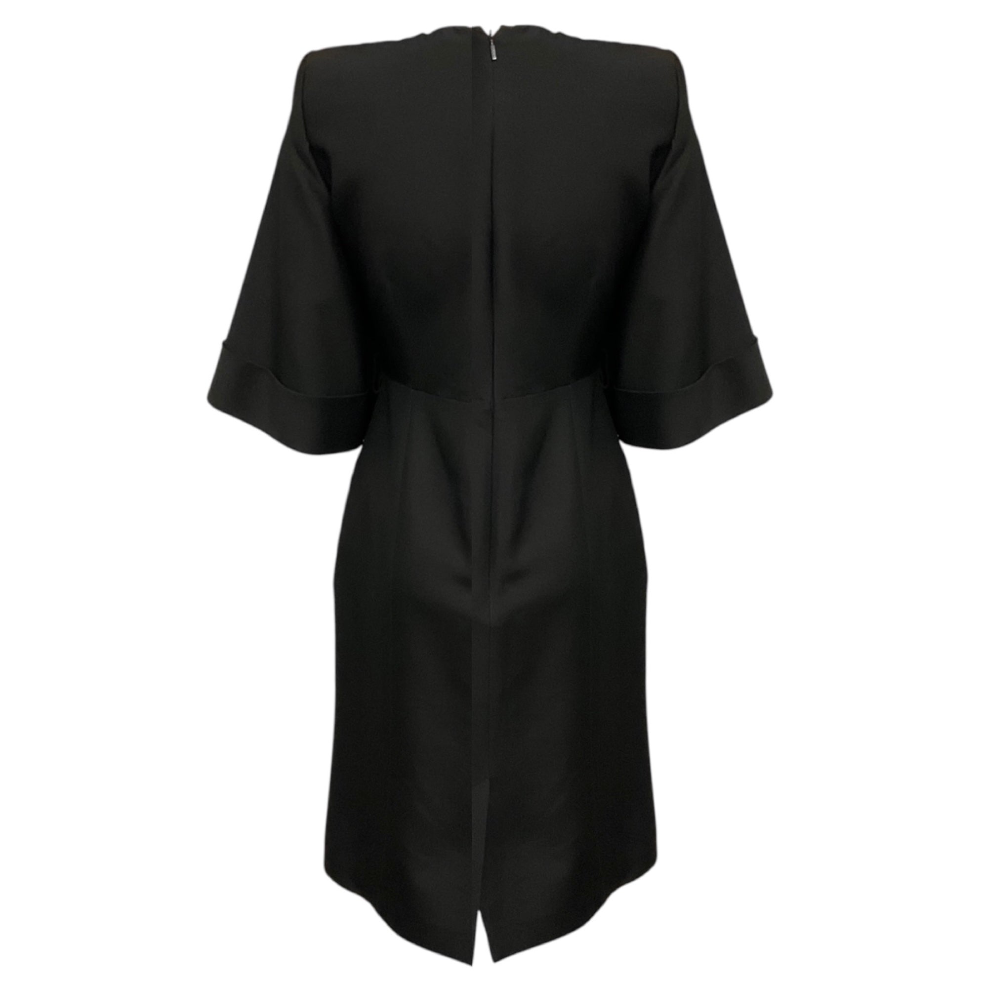 Gucci Black Structured Wool and Silk Crepe Midi Dress