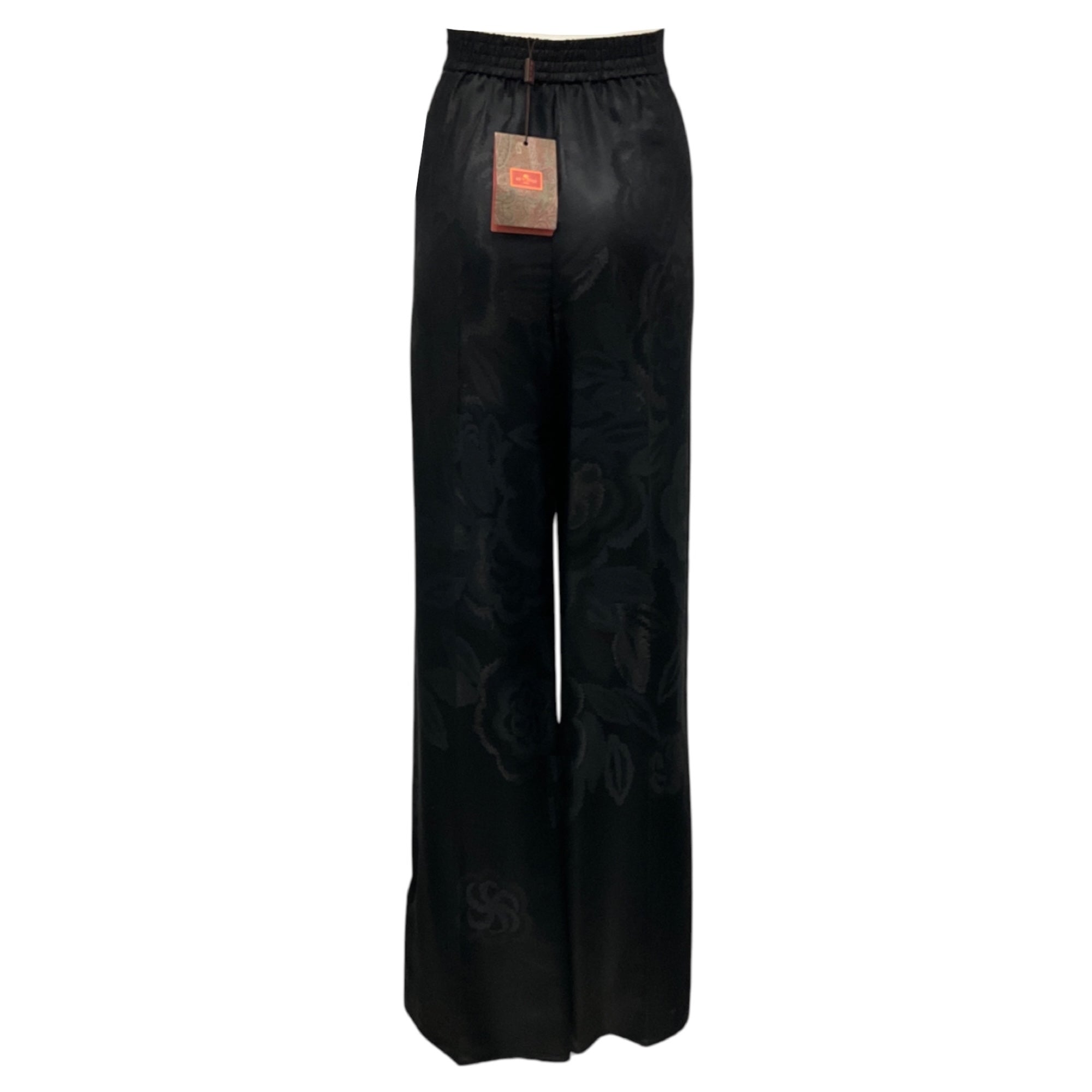 Etro Black 2024 Jacquard Palazzo Trousers
