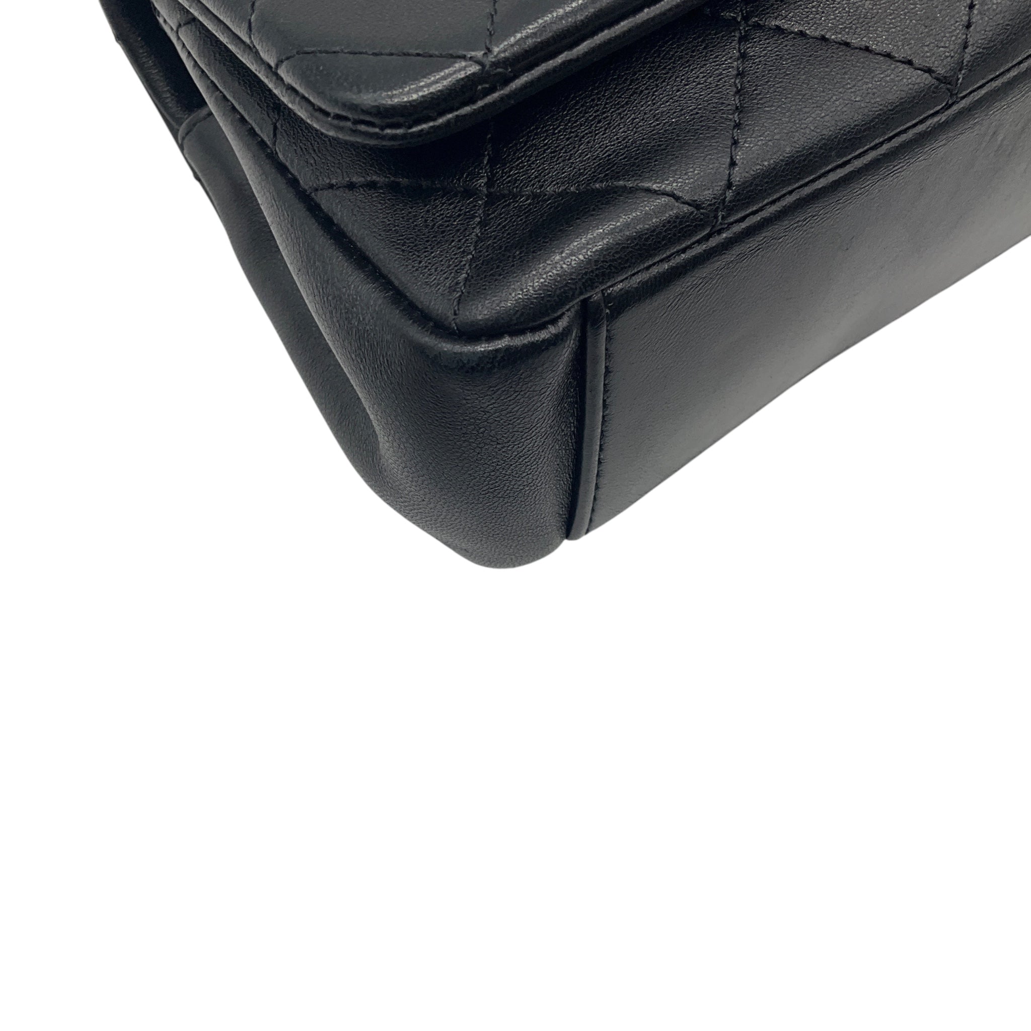 Chanel Black / Gold Hardware CC Logo Quilted Leather Flap Handbag