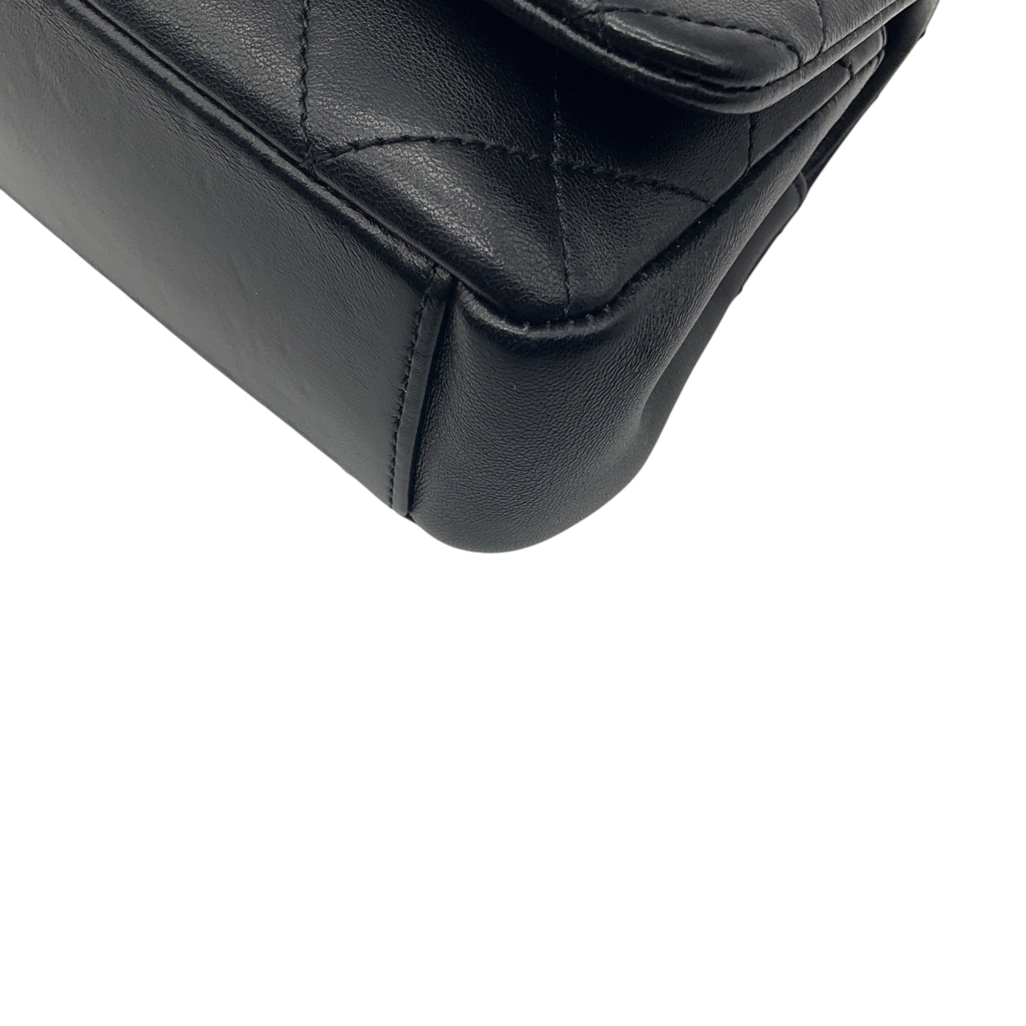 Chanel Black / Gold Hardware CC Logo Quilted Leather Flap Handbag