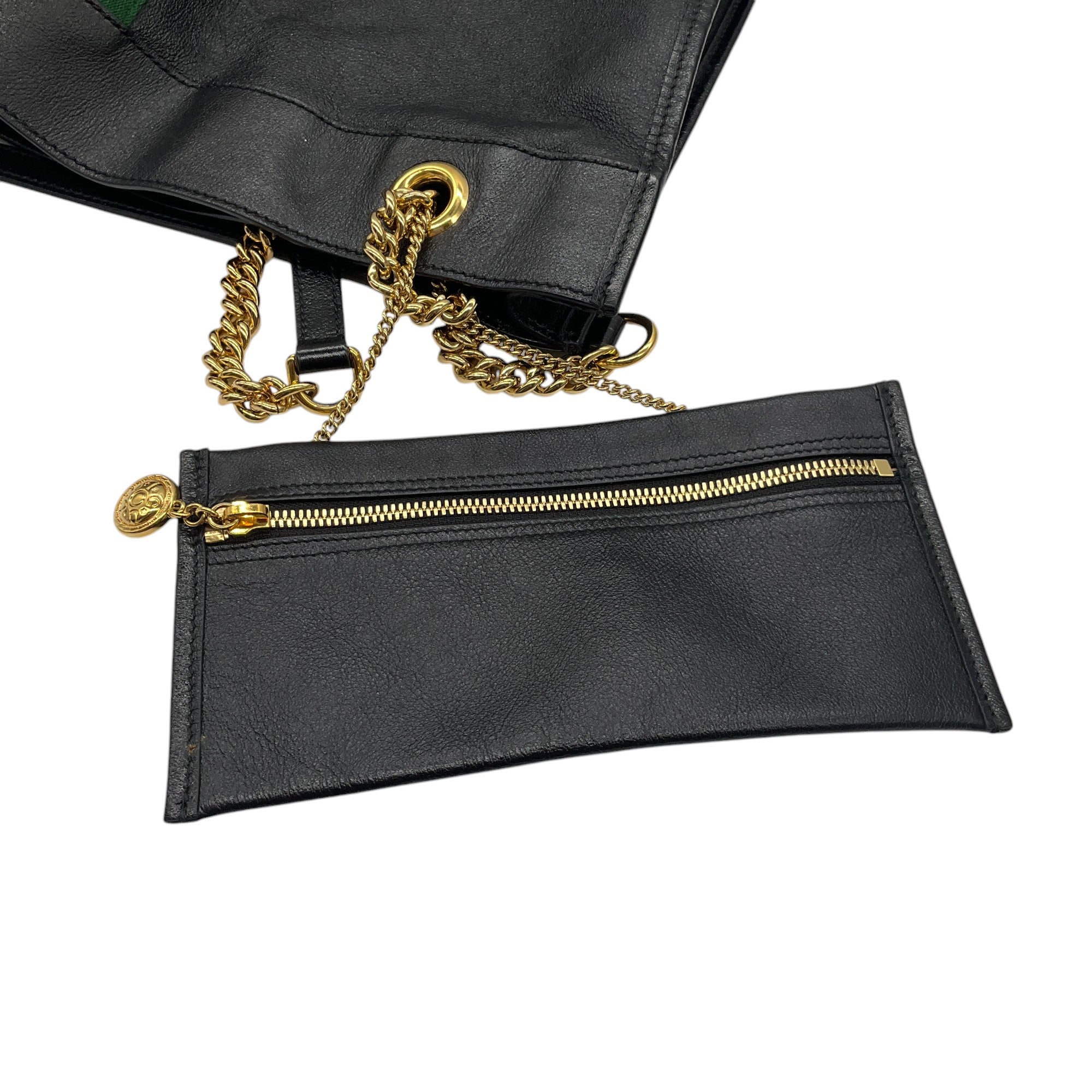 Gucci Black Tiger Head Leather Rajah Chain Tote Bag