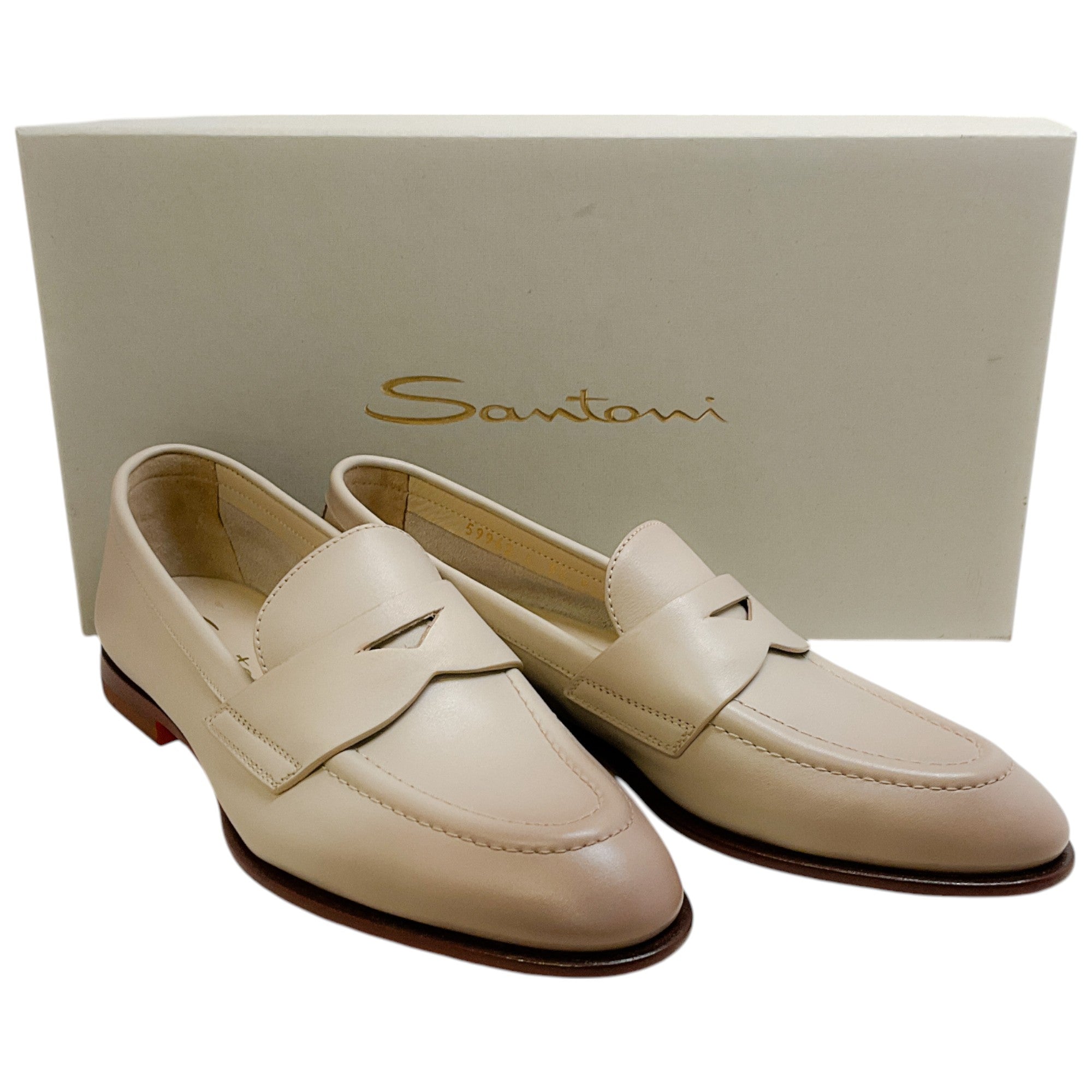 Santoni Ombre Beige Leather Famed Loafers